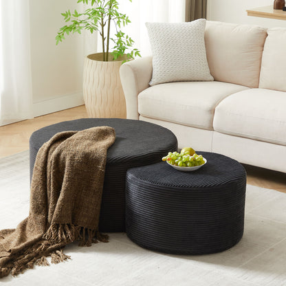 Modern Upholstered Round Coffee Table For Living Room (Set of 2)
