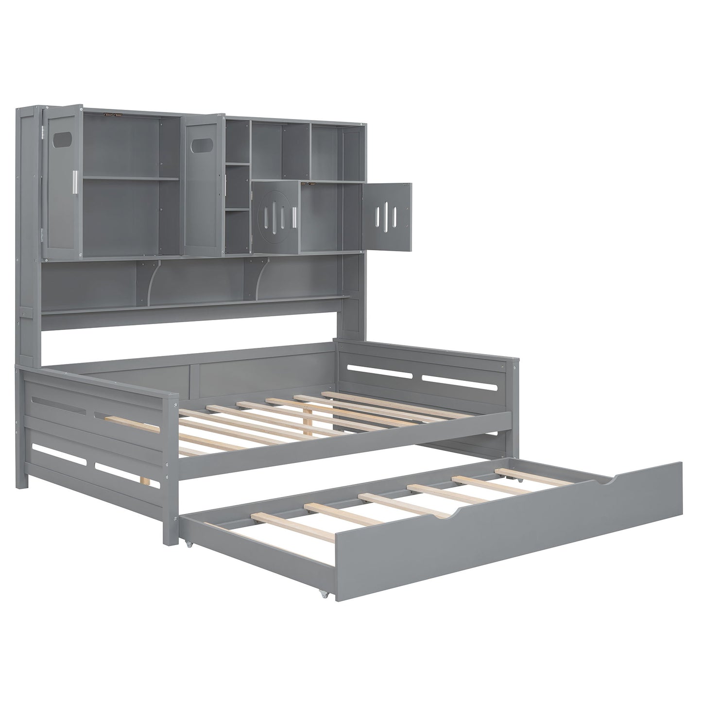 Daybed With All-In-One Cabinet And Shelf