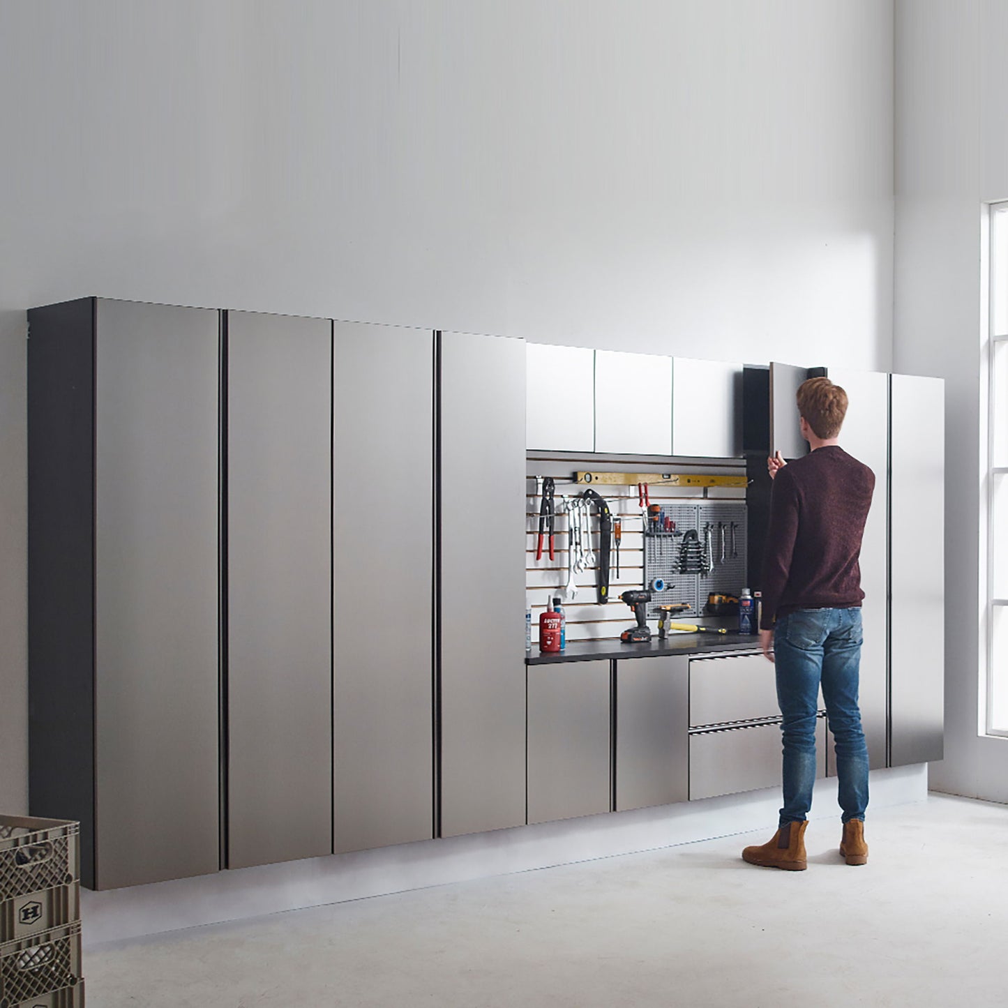 Nova Series - Wall Mounted Utility Storage Garage Cabinet - Dark Gray