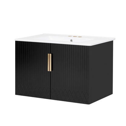 Bathroom Vanity With Sink, Rectangular Storage Cabinet With 2 Soft Closing Doors