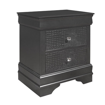 Shaker - 5 Pieces Bedroom Set With Crystal Inspired Tufted Headboard And LED Lighting