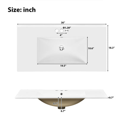 Modern Bathroom Vanity With Ceramic Sink, Soft Close Storage Cabinet