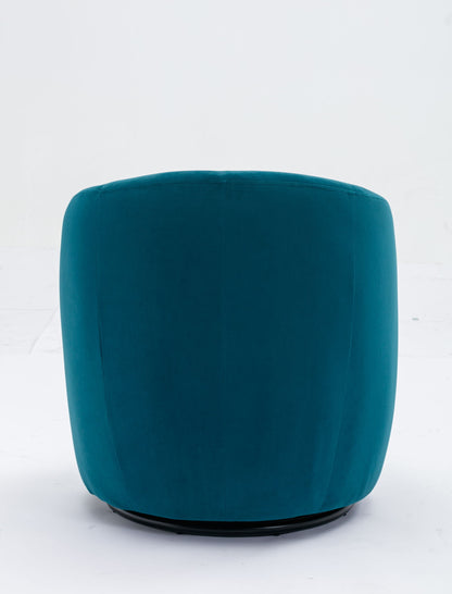 Swivel Accent Armchair Barrel Chair With Powder Coating Metal Ring