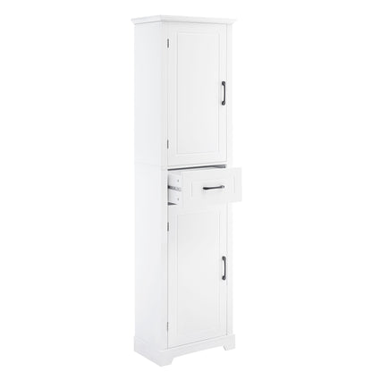 Tall Freestanding Bathroom Storage Cabinet With 2 Doors And Adjustable Shelves