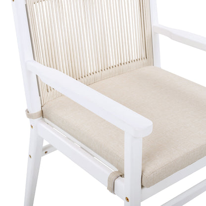 Outdoor Acacia Wood Patio Dining Armchair (Set of 2)