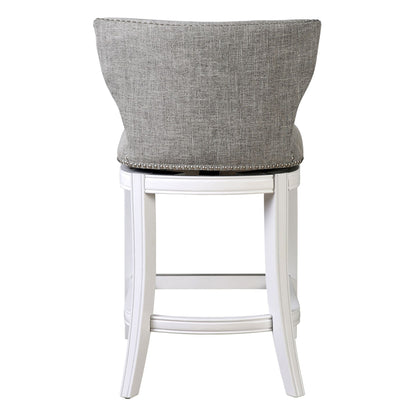 Upholstered Swivel Stool With Back