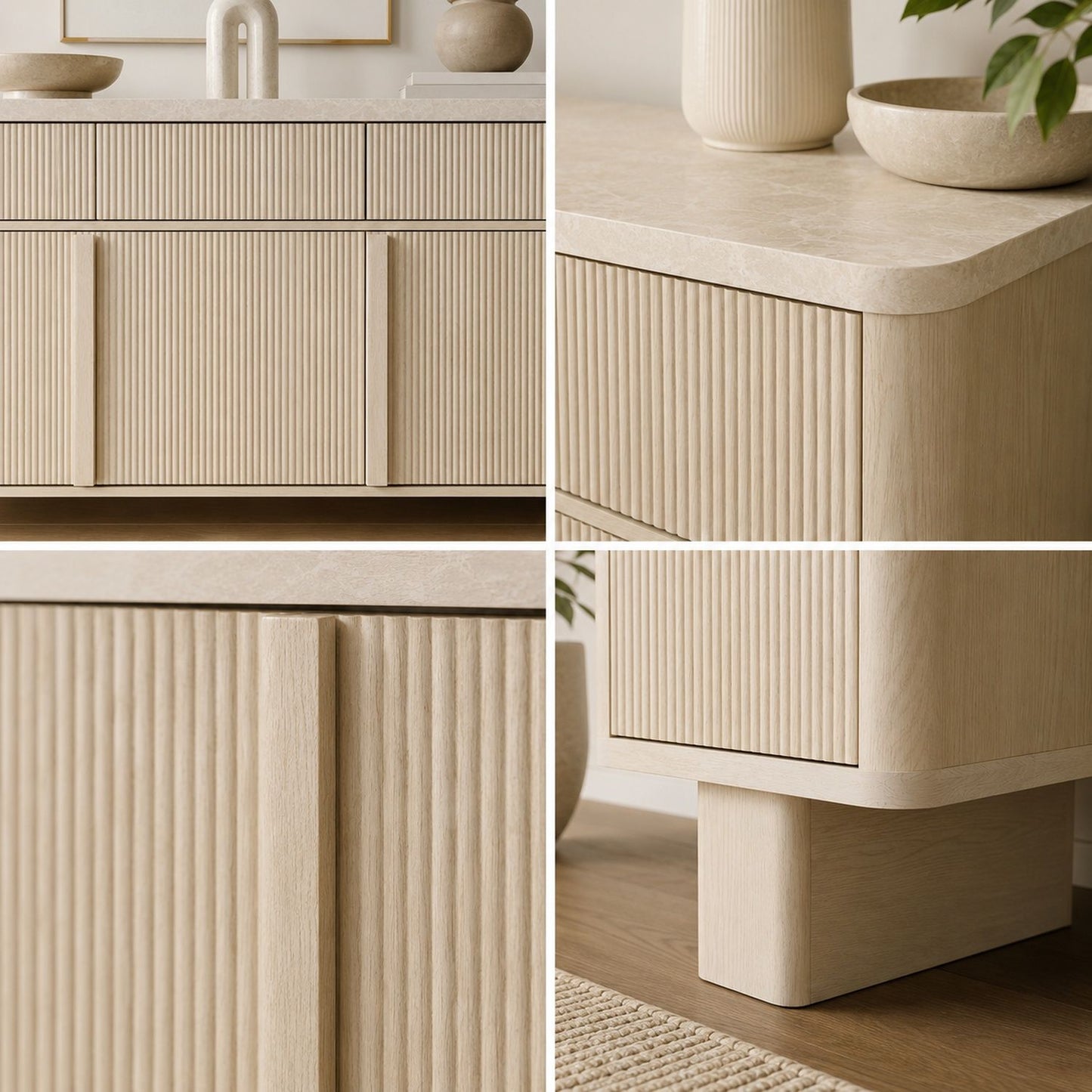 Curved Credenza, Wide Storage Cabinet For Dining Room