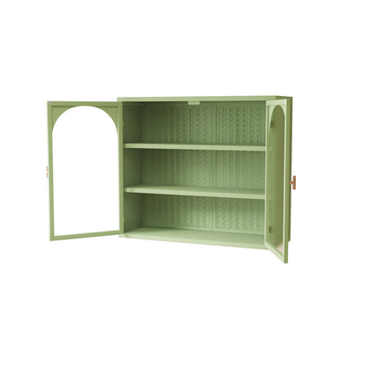 2 Door Wall Cabinet With 3 Tier Storage - Green