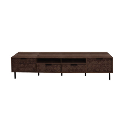 TV Stand For TVs Up To 85" With Closed Storage, Soft Closing Hinges, Living Room Entertainment Center - Walnut