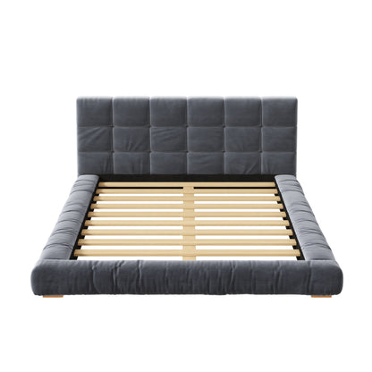 Upholstered Platform Bed Frame With Tufted Headboard