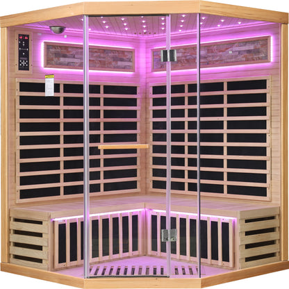 Pentagonal Sauna Room With Carbon Heating Plates - American White Oak