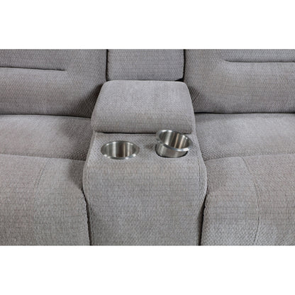 Sebring - Upholstered Manual Reclining Loveseat With Center Storage Console - Gray