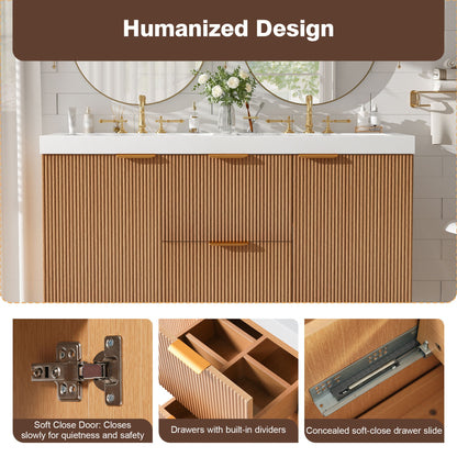 Modern Wall Mounted Bathroom Vanity, Soft Close Doors