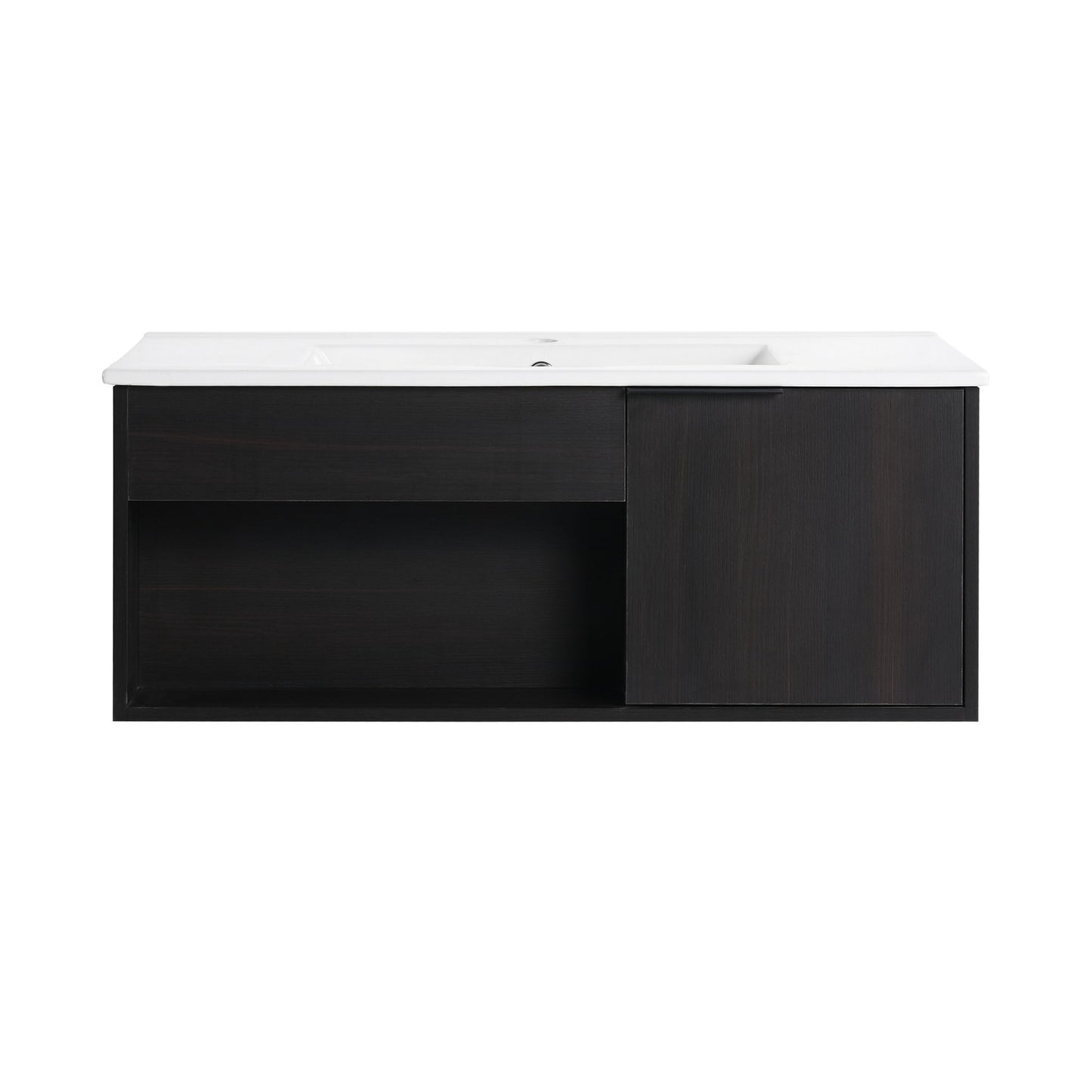 Wall Mounted Floating Bathroom Vanity With Open Shelf & Soft Close Door