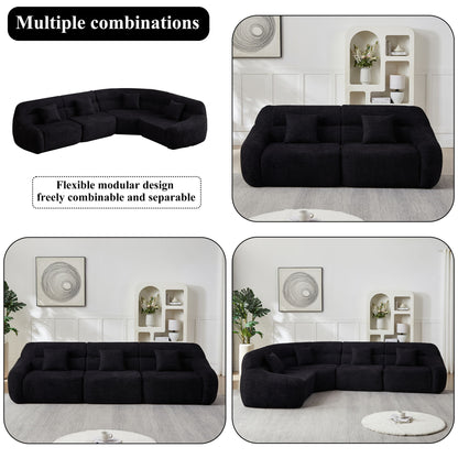 Luxury Curved Corner Sectional Sofa With 4 Pillows