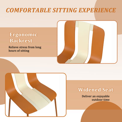 4 Piece Set Of Modern Striped Single Chairs With Folding Square Table