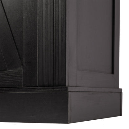 Barn Door Storage Cabinet With 2 Drawers & Door Rack, Adjustable Shelves