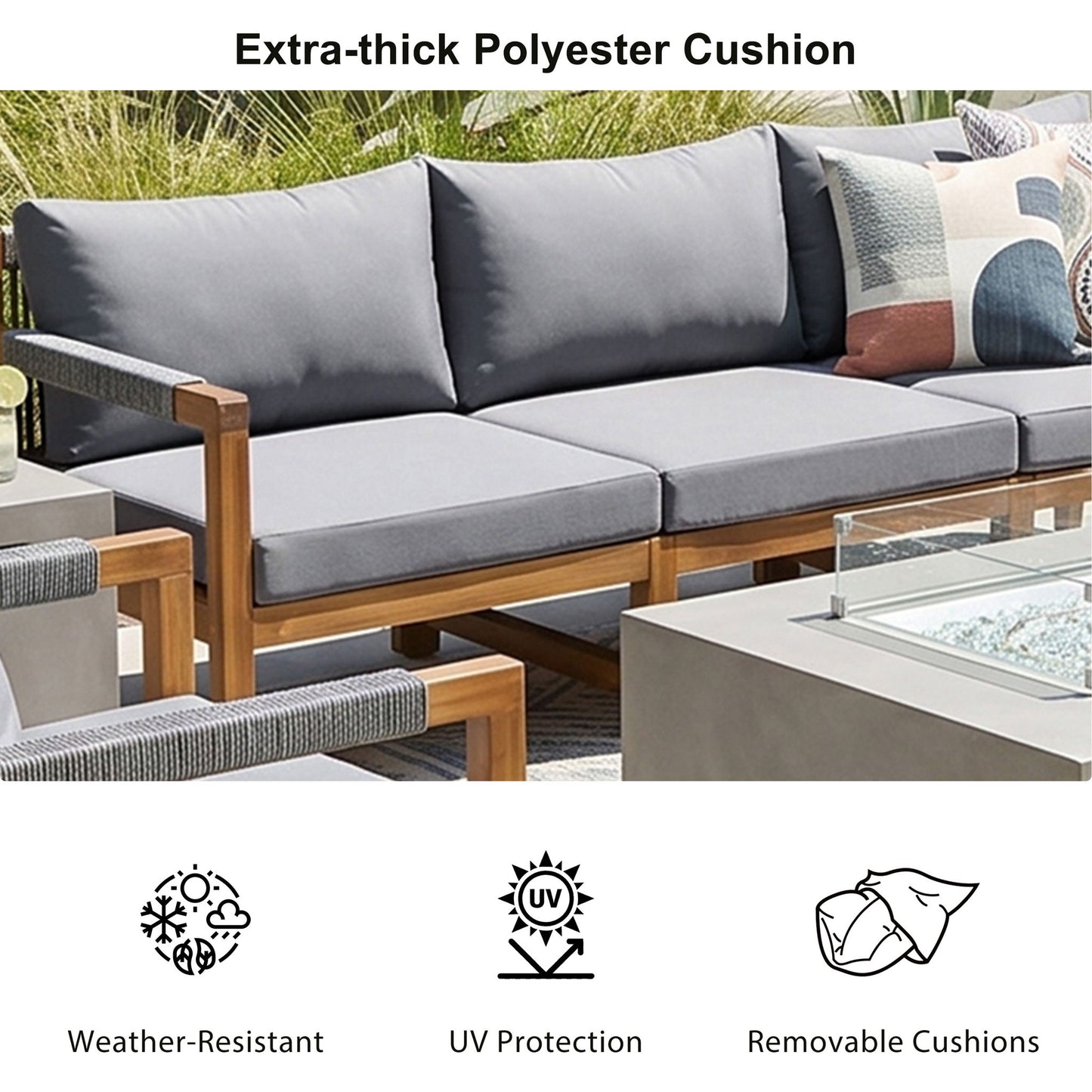 3 Piece Outdoor Sectional Sofa Set