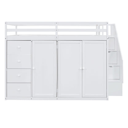 Loft Bed With Built In Wardrobes, Cabinets And Drawers