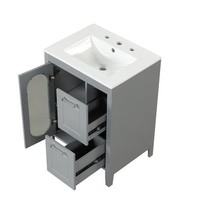 Modern Bathroom Vanity With Sink, Cabinet With 2 Drawers And Door, Adjustable Shelf