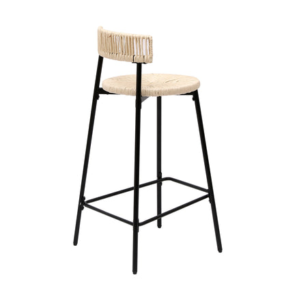 Boho Style Handwoven Paper Rope Counter Stools (Set of 2)