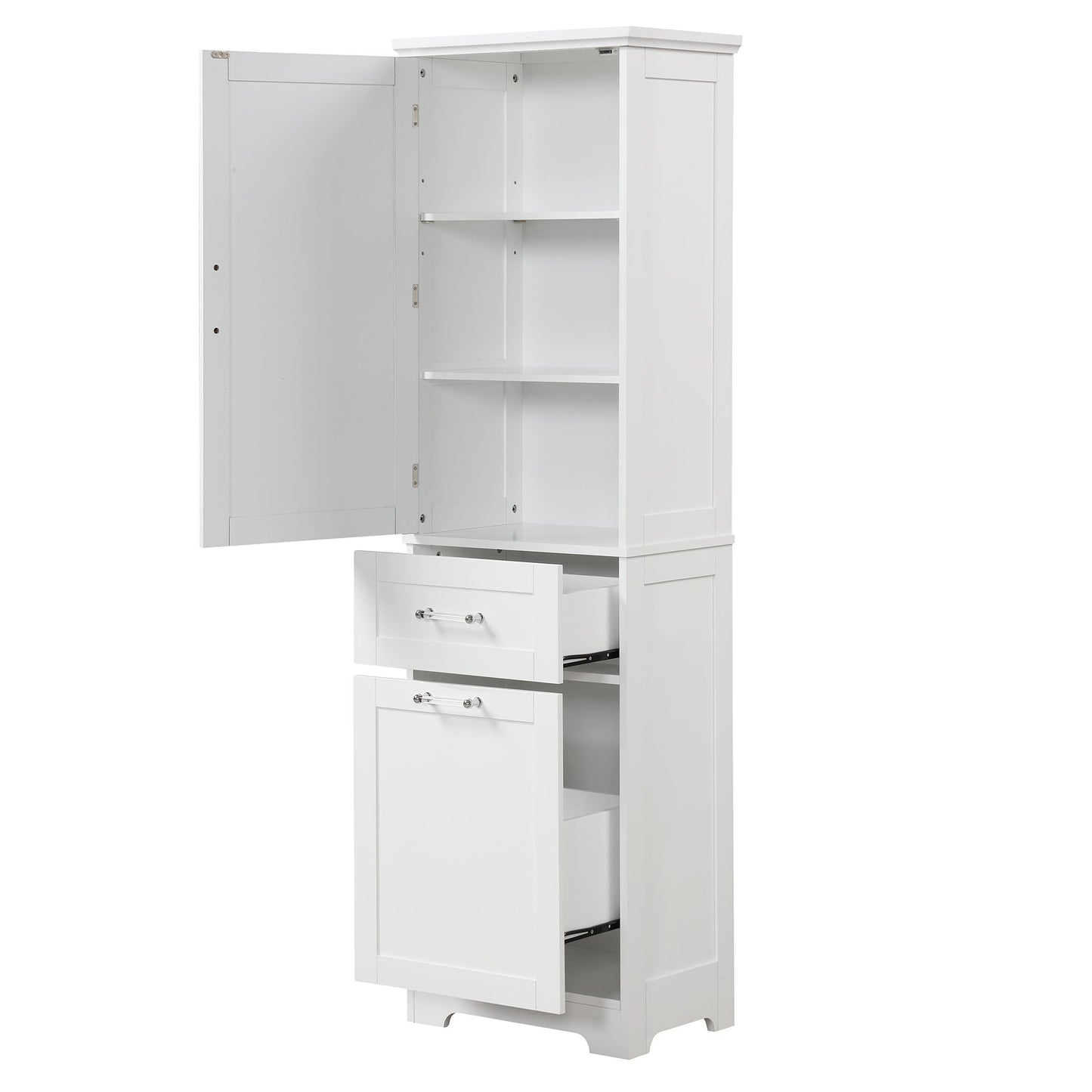 Tall Freestanding Bathroom Storage Cabinet With Adjustable Shelf And 2 Drawers