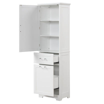 Tall Freestanding Bathroom Storage Cabinet With Adjustable Shelf And 2 Drawers