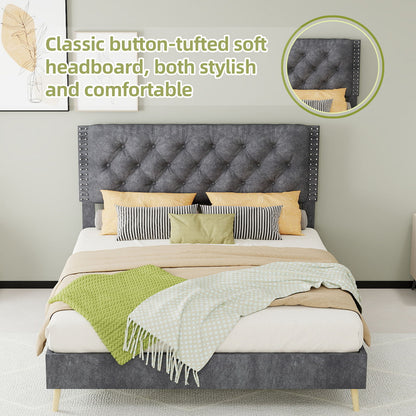 Upholstered Bed With Tufted Headboard