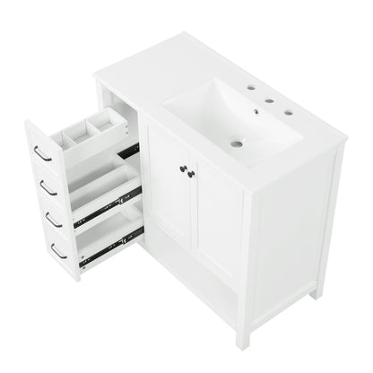 Bathroom Vanity With Sink Top, Bathroom Vanity Cabinet With 2 Doors And 2 Drawers, Open Shelf