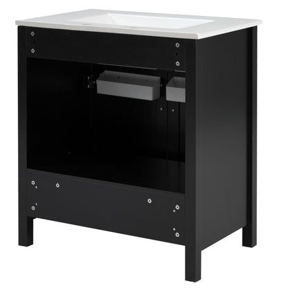 Bathroom Vanity With Sink And Ample Storage, Rectangular Undermount Sink - Black