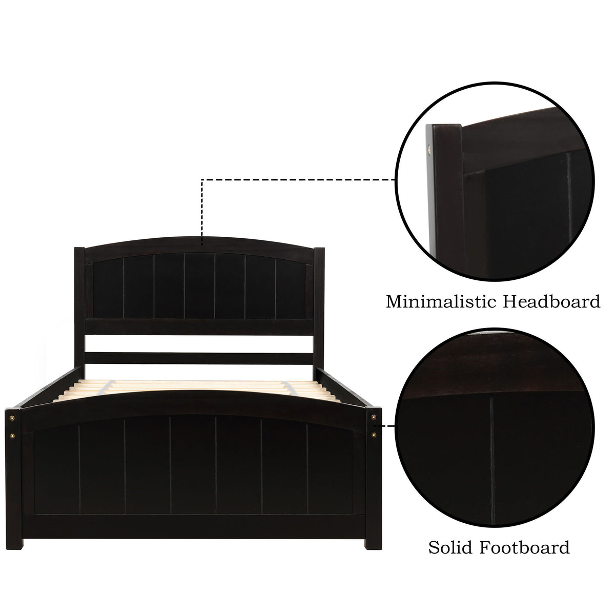 Platform Bed & Headboard, Footboard And Wood Slat Support
