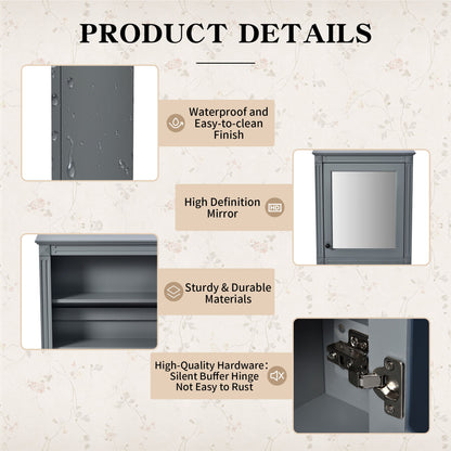 Wall Mounted Bathroom Storage Cabinet With Mirror, Medicine Cabinet With Height Adjustable Shelf