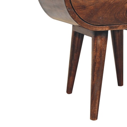 Circular Bedside Table With Open Slot - Walnut