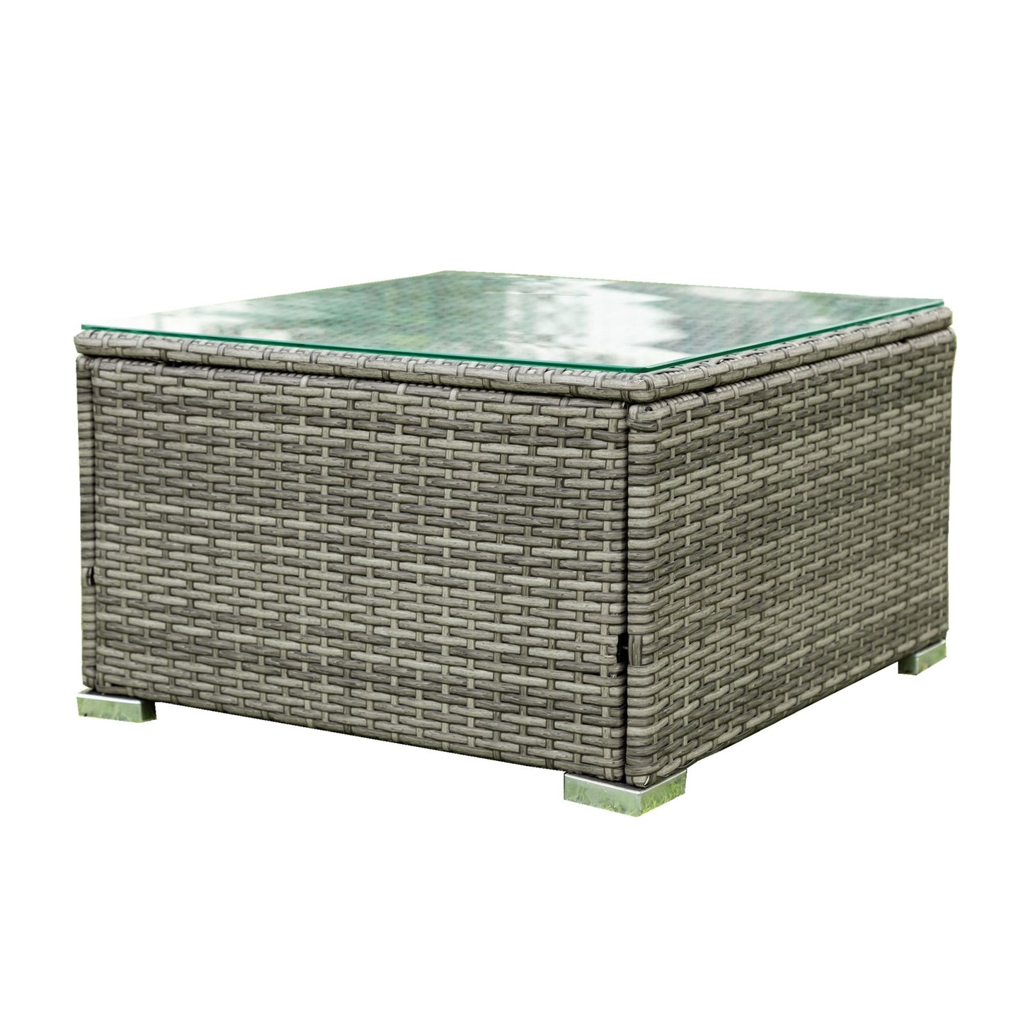 4 Piece Patio Sectional Wicker Rattan Outdoor Furniture Sofa Set With Storage Box