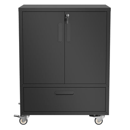 Mobile Tool Cart With Lockable Casters, Heavy-Duty Storage Organizer - Black