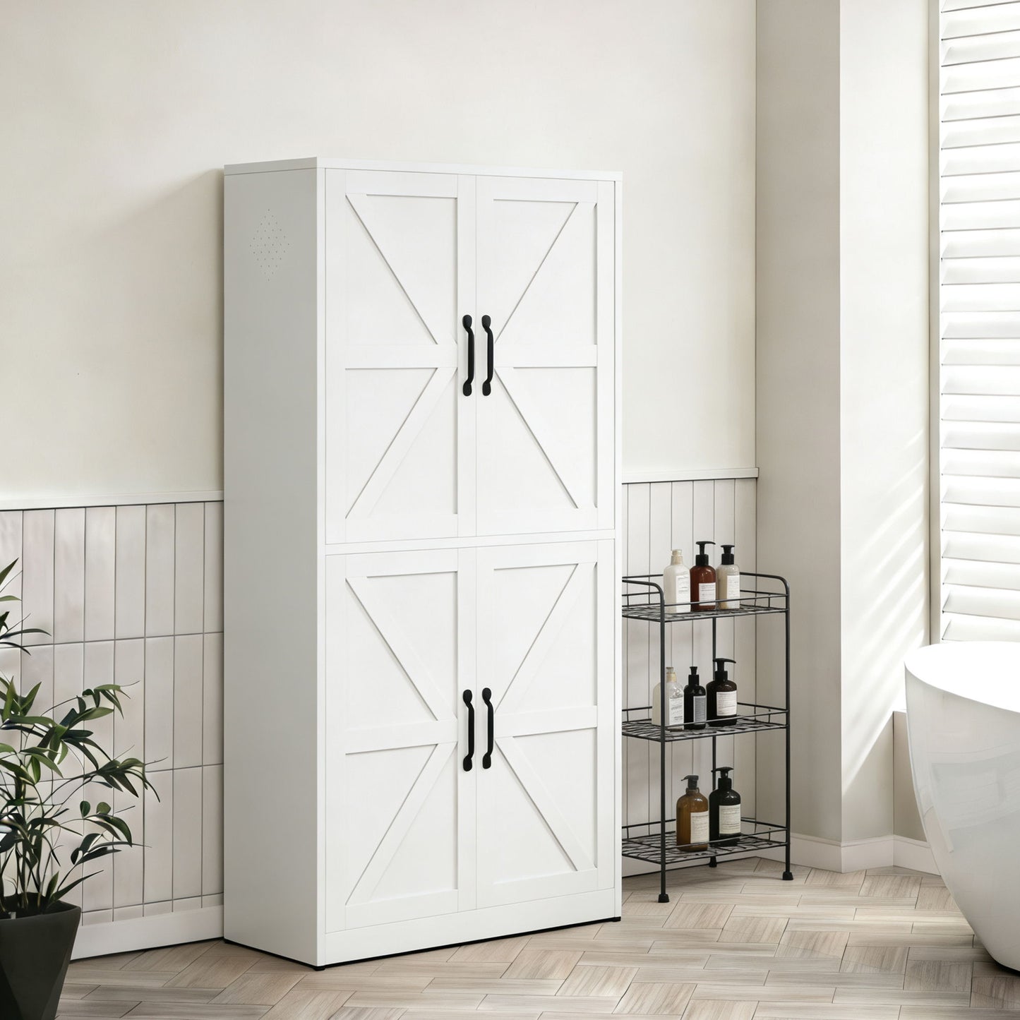 Kitchen Pantry Cabinet With Adjustable Shelves, Heavy Duty Storage - White