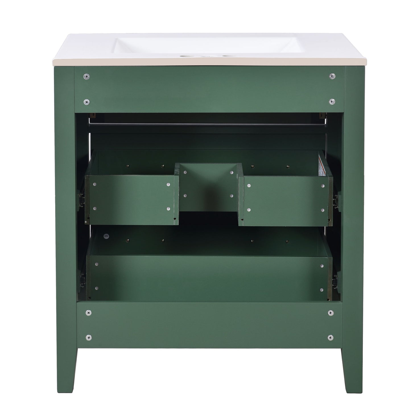 Retro Bathroom Vanity With Sink Combo, Free Standing Single Set With 3 Drawers