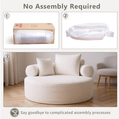 Round Sofa Bed With 3 Pillows For Living Room