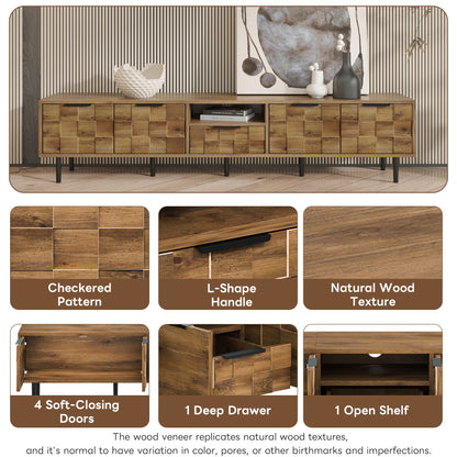 TV Stand, L Shaped Handle Entertainment Console With Storage - Natural