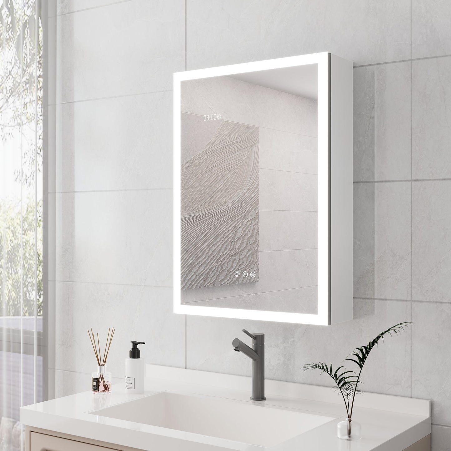 Bathroom Medicine Cabinet With Lights, LED Medicine Cabinet With Mirror, Lighted Medicine Cabinet With Defogger