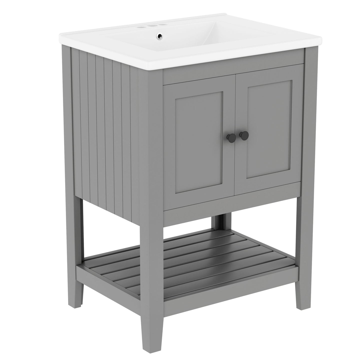 Modern Bathroom Vanity With Sink And Open Shelf