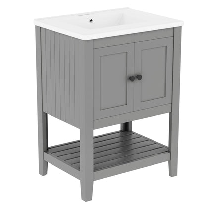 Modern Bathroom Vanity With Sink And Open Shelf