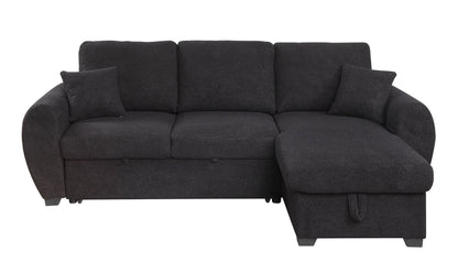 Veronica - Reversible Sleeper Sectional Sofa With Storage Chaise - Black