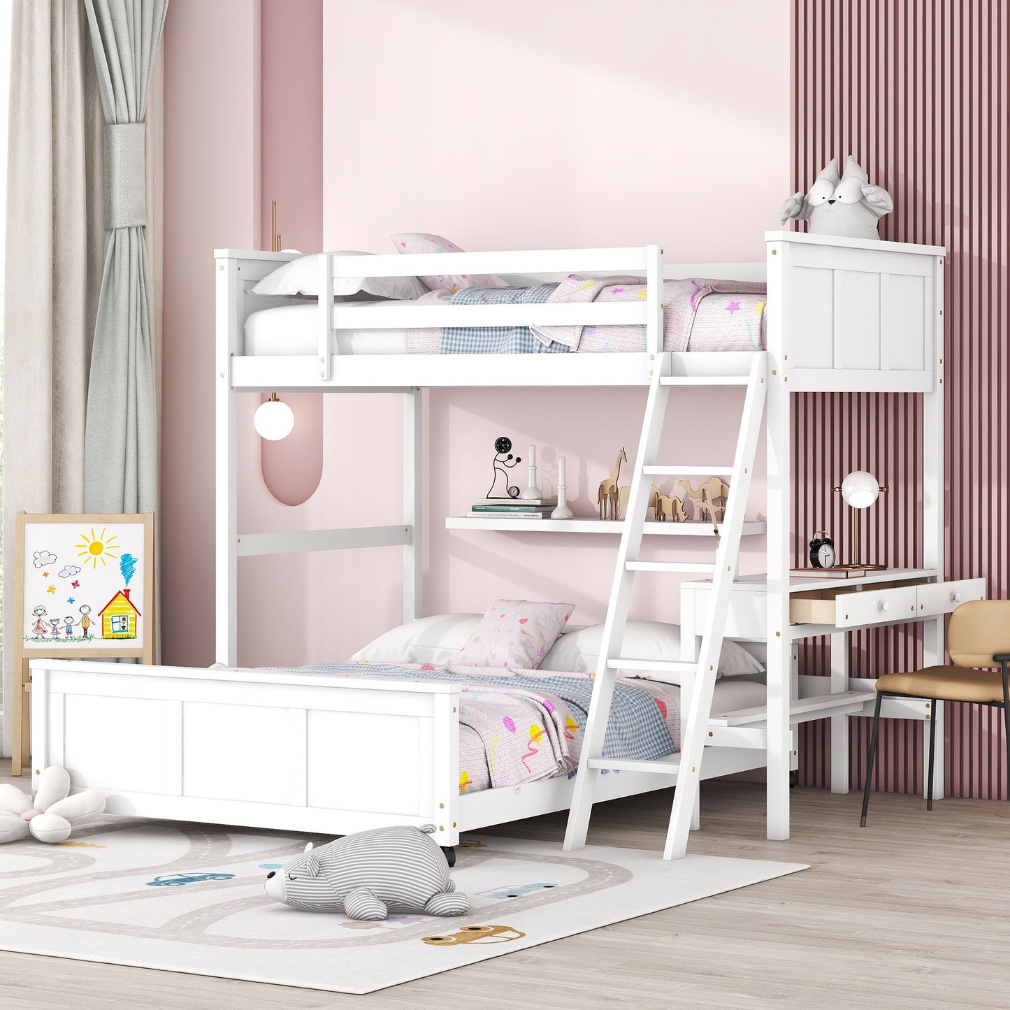 Full Over Full Bunk Bed With Desk