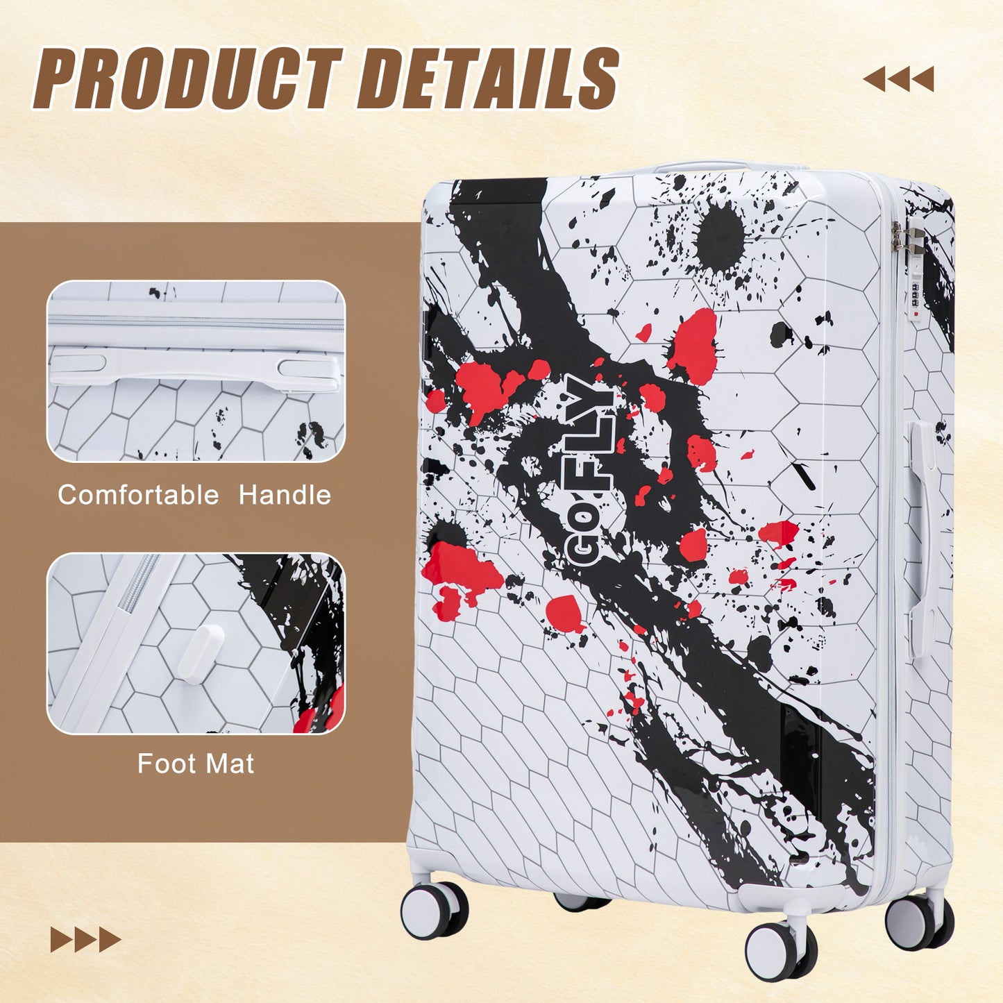 Luggage With Printed Pattern, Combination Lock