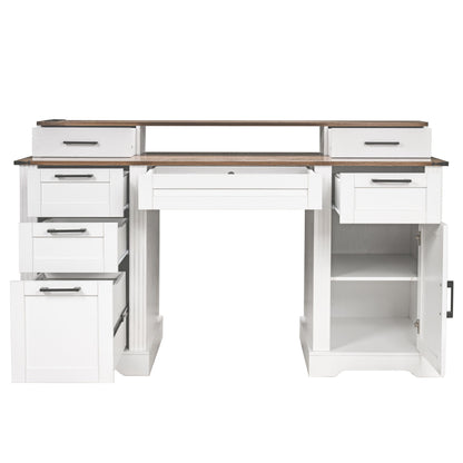 Office Desk With Charging Station & Storage Cabinet