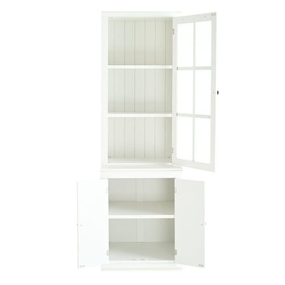 Retro Style Hutch Cabinet With Glass Door, China Cabinet For Home