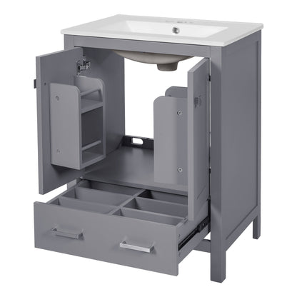 Bathroom Vanity With Integrated Undermount Ceramic Sink, 2 Doors And 1 Drawer, Soft Close Hinges