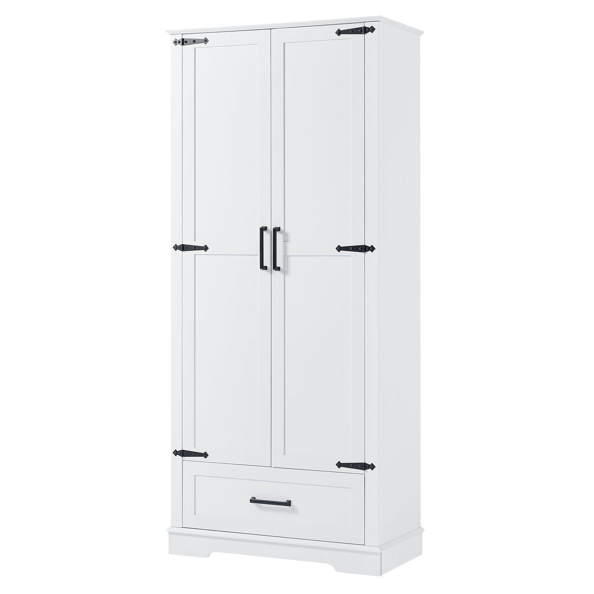 Tall Bathroom Storage Cabinet With 2 Doors And 2 Drawer, Adjustable Shelf - White