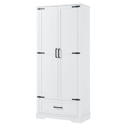 Tall Bathroom Storage Cabinet With 2 Doors And 2 Drawer, Adjustable Shelf - White